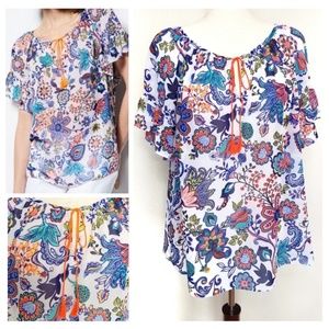 MILLY for DesigNation Boho Floral Peasant Top